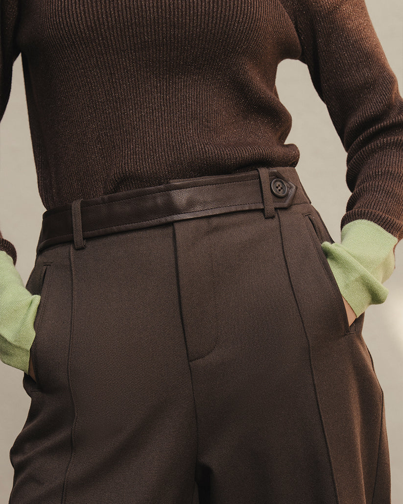 Brown Ribbed-Knit